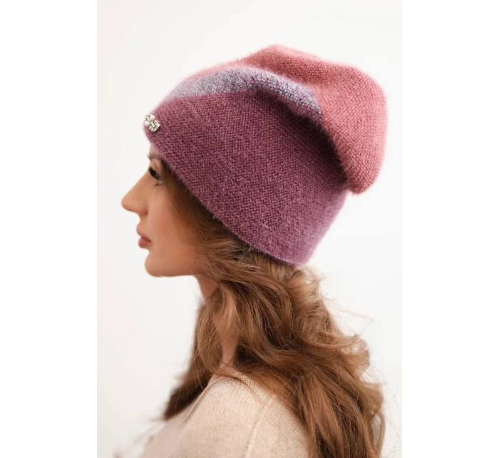 Dámská čepice z modalu a viskózy s ozdobným knoflíkem ecru