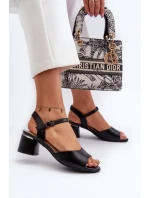 Dámské sandály na nízkém podpatku z ekologické kůže Sergio Leone SK876 Černé