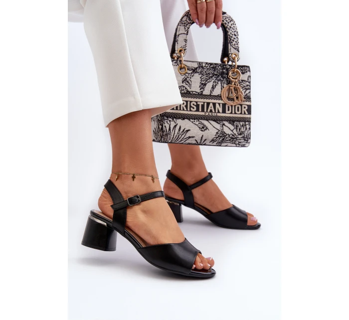 Dámské sandály na nízkém podpatku z ekologické kůže Sergio Leone SK876 Černé