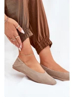 Semišové Dámské Baletky Big Star RR274082 Béžové Semišové Dámské Baletky Big Star RR274082 Béžové