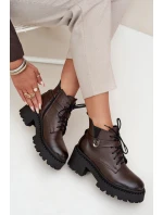 Dámské kotníkové boty se zdobeným páskem Zazoo – czekoládové Dámské kotníkové boty se zdobeným páskem Zazoo – czekoládové