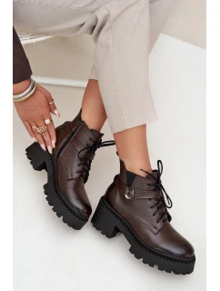 Dámské kotníkové boty se zdobeným páskem Zazoo – czekoládové