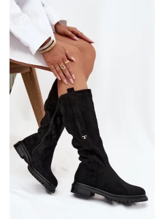 Dámské zateplené kozačky na nízkém podpatku z Delyssa – černé