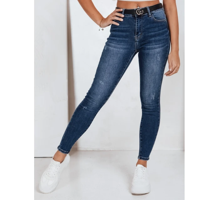 Dámské skinny džíny s vysokým pasem tmavě modré FashionStreet UY2823 Dámské skinny džíny s vysokým pasem tmavě modré FashionStreet UY2823
