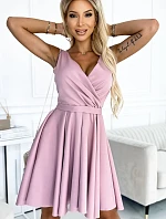 478-2 MAYA Šaty s delšími zády, výstřihem a páskem - BRUCE ROSE