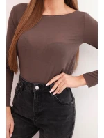 Dámská kašmírová blůza s kulatým výstřihem a dlouhým rukávem hnědá Dámská kašmírová blůza s kulatým výstřihem a dlouhým rukávem hnědá