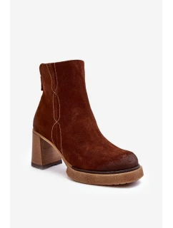 Kůže Botky Dámské Na Sloupku Hnědé Lemar Remilda