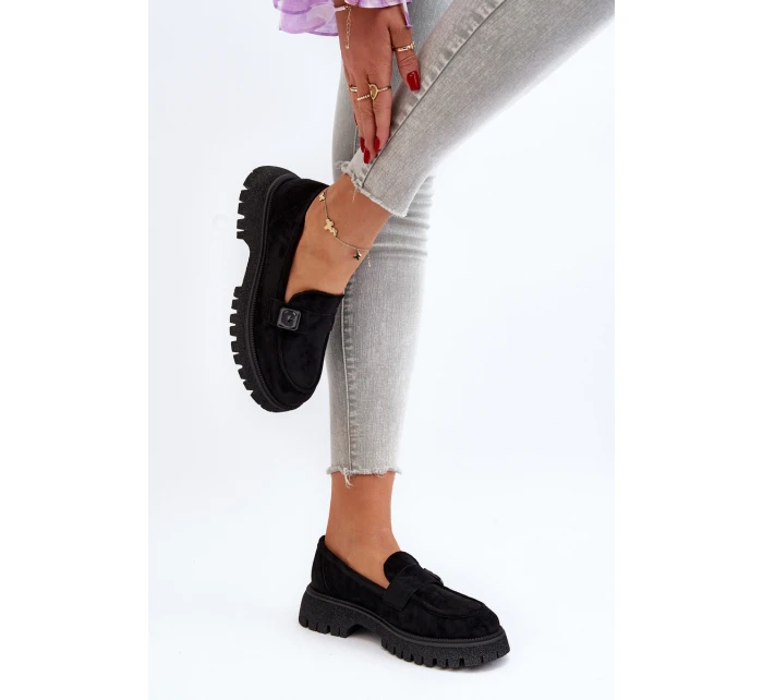 Dámské mokasíny s černým páskem model 21649216 - VINCEZA