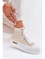 Vysoké Dámské Tenisky Na Platformě Béžové model 21689012 - Boto Vysoké Dámské Tenisky Na Platformě Béžové model 21689012 - Boto