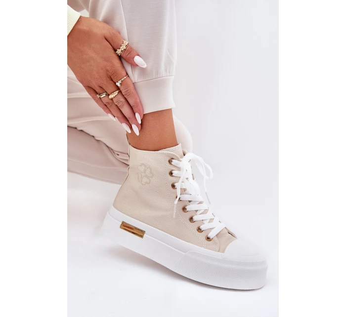 Vysoké Dámské Tenisky Na Platformě Béžové model 21689012 - Boto Vysoké Dámské Tenisky Na Platformě Béžové model 21689012 - Boto