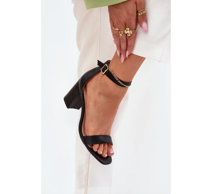 Dámské Sandály Na Podpatku S Páskem Černé model 21700172 - Boto