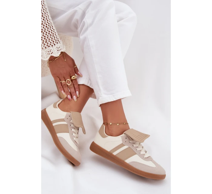 Nízké dámské tenisky s ohrnutým jazykem béžové Ardira Nízké dámské tenisky s ohrnutým jazykem béžové Ardira