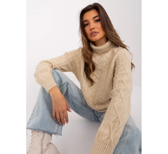 Sweter AT SW beżowy model 19011984 - FPrice Sweter AT SW beżowy model 19011984 - FPrice