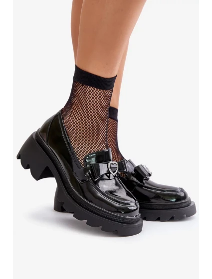 Kožené Dámské Mokasíny S Mašlí A Srdcem D&A Černé Kožené Dámské Mokasíny S Mašlí A Srdcem D&A Černé