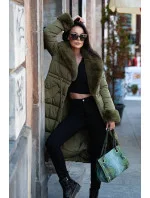 DŁUGA KURTKA ZIMOWA Z  KHAKI model 21243019 - Ann Gissy