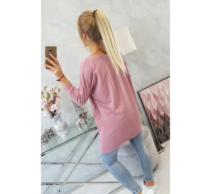 Oversize halenka s potiskem duhových rtů tmavě růžová