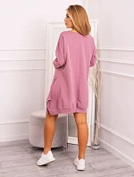 Šaty s potiskem a rozšířenou spodní částí tmavě růžové