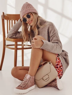 Dámské Tenisky Big Star Vysoké Zateplené Růžové EE274113