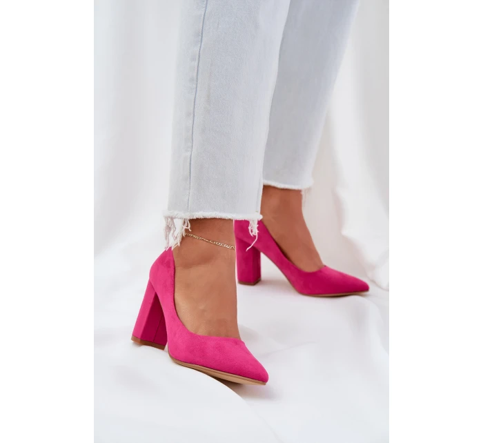 Dámské Lodičky Na Klínku Eko Velur Fuchsie Florena