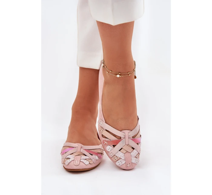 Dámské Kožené Baleríny Maciejka 01358-51 Růžové