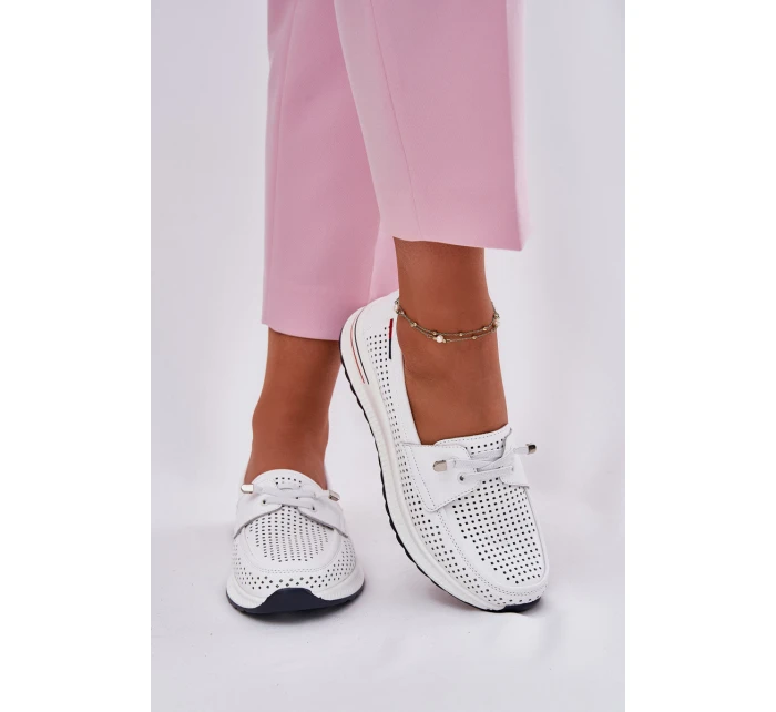 Kožené dámské polobotky na platformě bílé model 21696975 - EVENTO