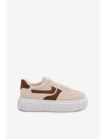 Dámské tenisky na platformě s eko semišem béžové Cadrina Dámské tenisky na platformě s eko semišem béžové Cadrina
