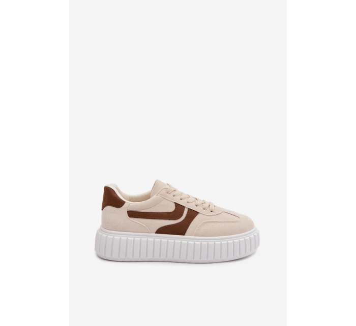 Dámské tenisky na platformě s eko semišem béžové Cadrina Dámské tenisky na platformě s eko semišem béžové Cadrina
