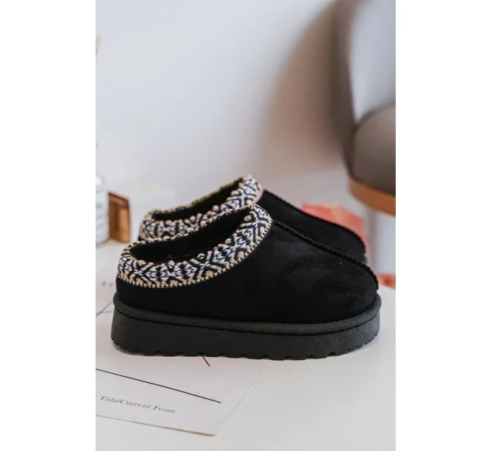 Dětské zateplené pantofle Black Olivane