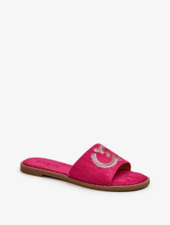 Dámské ploché pantofle s flitry S.Barski Fuchsia