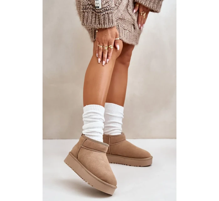 Dámské Semišové Sněhule Na Platformě Béžové Nereviana