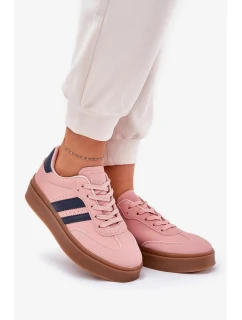 Dámské tenisky na platformě z eko kůže Ediriella – růžové