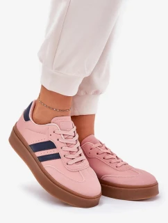 Dámské tenisky na platformě z eko kůže Ediriella – růžové 