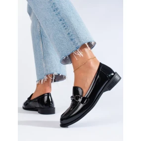 Výborné  mokasíny dámské černé bez podpatku