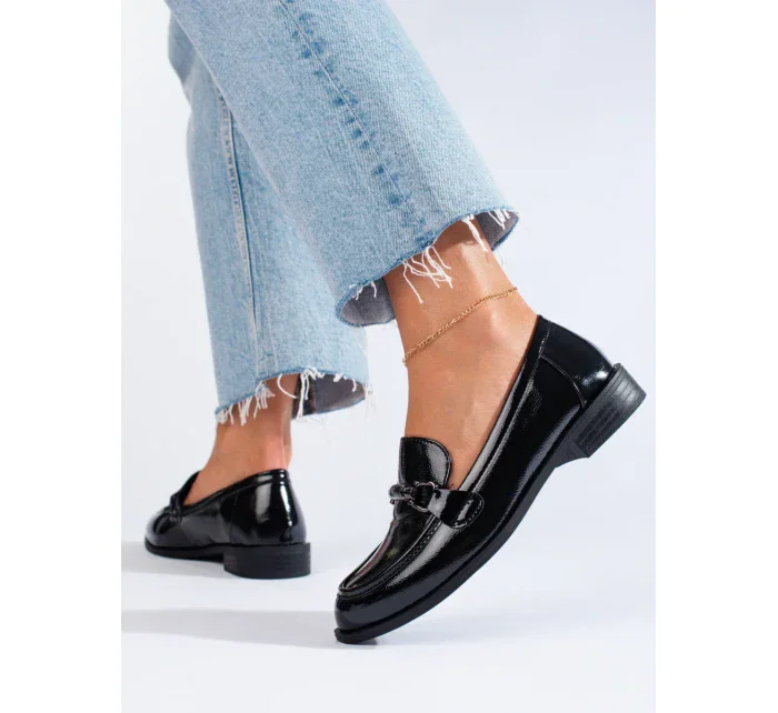 Výborné mokasíny dámské černé bez podpatku Výborné mokasíny dámské černé bez podpatku