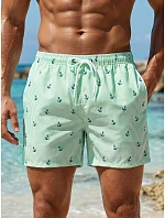 Pánské pruhované plavecké šortky s kotvami mint FashionStreet SX2604 Pánské pruhované plavecké šortky s kotvami mint FashionStreet SX2604