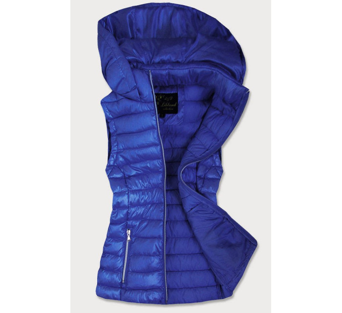 Prošívaná lesklá dámská vesta v chrpové barvě (7000)