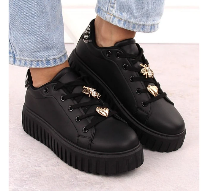 Dámská sportovní obuv na platformě černá NEWS 4756