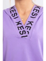 Šaty s kapucí a potiskem fialové Šaty s kapucí a potiskem fialové