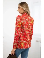 Bavlněná bunda s potiskem a knoflíkem červený