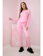 Dámská bavlněná souprava s ozdobným srdíčkem bonbónově růžová Dámská bavlněná souprava s ozdobným srdíčkem bonbónově růžová