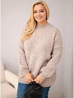 Dámský plus size volného střihu svetr s dlouhým rukávem fango zelená Dámský plus size volného střihu svetr s dlouhým rukávem fango zelená