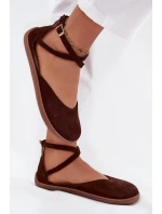 Dámské semišové baleríny s pásky čokoládové model 21706950 - Zazoo Dámské semišové baleríny s pásky čokoládové model 21706950 - Zazoo