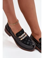 Kožené lakované dámské mokasiny s odlišným detailem D&A MR52-173 Černé