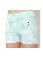 Dámské bavlněné elastické šortky BLACK&FISH zdobené zipy korálová/mint/béžová - BLACK&FISH Dámské bavlněné elastické šortky BLACK&FISH zdobené zipy korálová/mint/béžová - BLACK&FISH