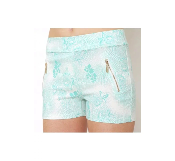 Dámské bavlněné elastické šortky BLACK&FISH zdobené zipy korálová/mint/béžová - BLACK&FISH Dámské bavlněné elastické šortky BLACK&FISH zdobené zipy korálová/mint/béžová - BLACK&FISH