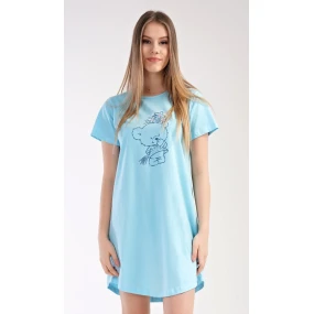 Dámská noční košile s krátkým rukávem Méďa s kytkou
