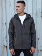 Pánská přechodná softshellová bunda s kapucí tmavě šedá FashionStreet TX4816