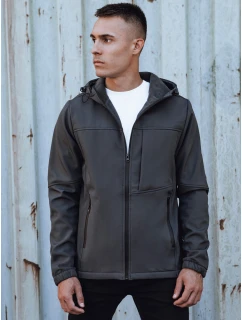 Pánská přechodná softshellová bunda s kapucí tmavě šedá FashionStreet TX4816
