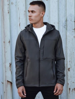 Pánská přechodná softshellová bunda s kapucí tmavě šedá FashionStreet TX4816
