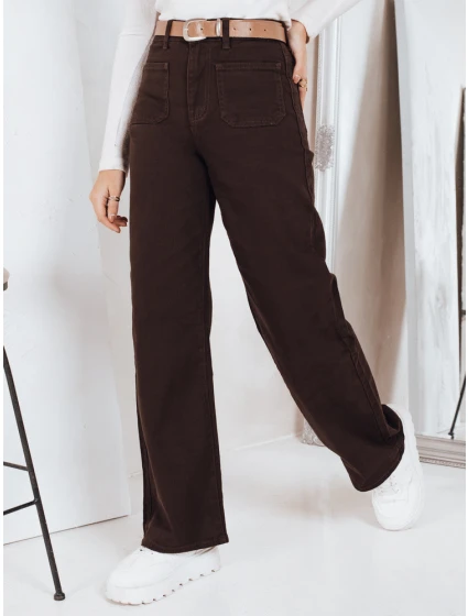 Džíny se širokými nohavicemi hnědé FashionStreet UY2842